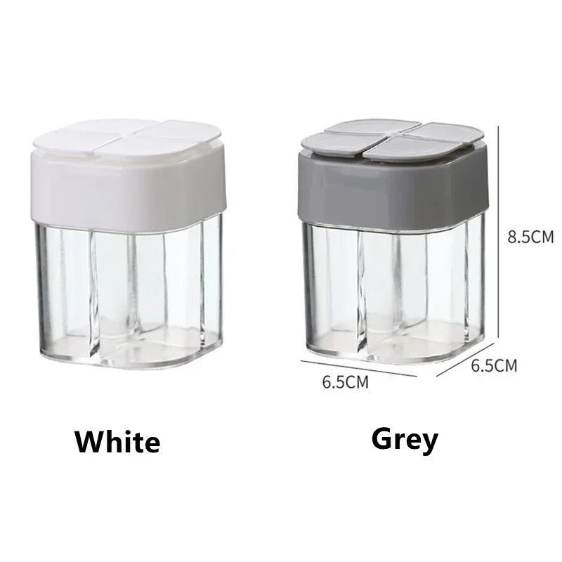 4-In-1 Transparent Plastic Seasoning Jar Salt and Pepper Spice Seasoning Box for Cooking BBQ