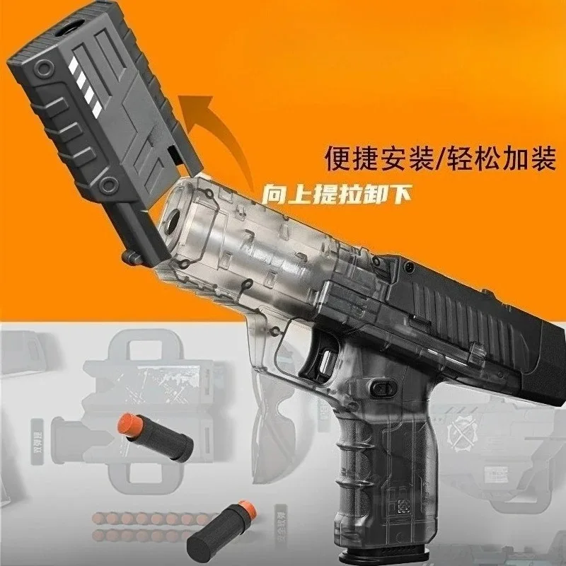 Manual Soft Dart Blaster Toy Gun Set with Double Magazines Holster Long Barrel Foam Darts Safety Glasses for Outdoor Game
