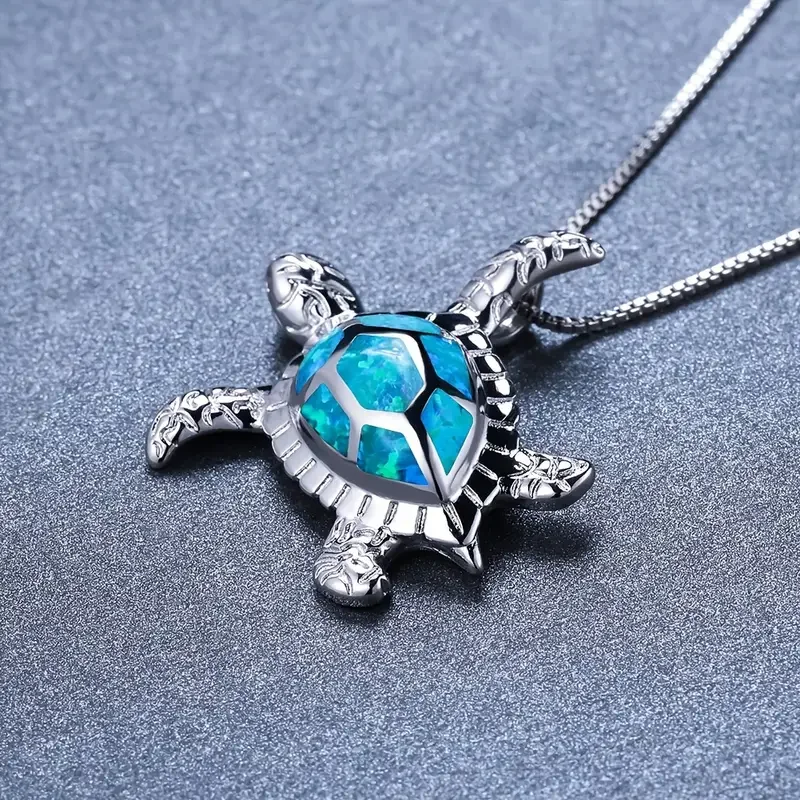 

1pc Jacquard Turtle Necklace Mysterious Sea Blue Hoop Turtle Necklace Women's Fine Jewelry Birthday Gift