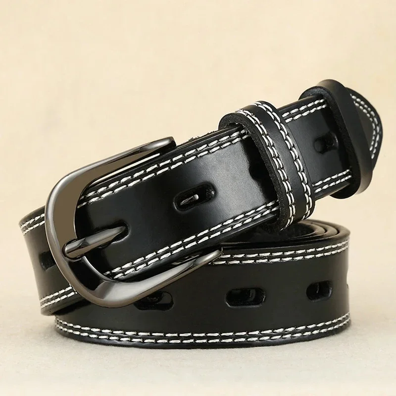 

fashion Women Hollow Second Cow Leather Belt Pin Buckle Fashion Wild Lady Belt Retro Casual Decorative Jeans Belt