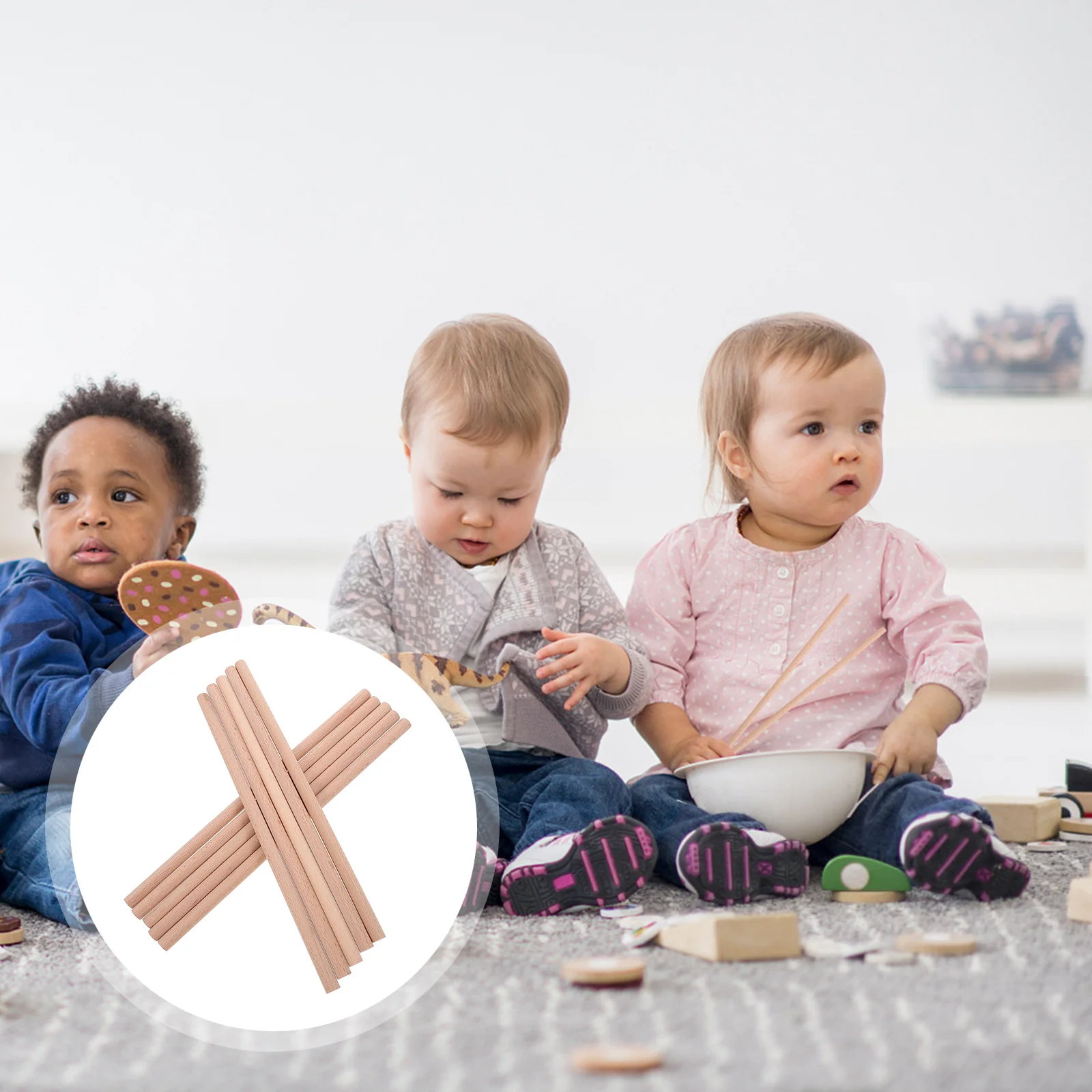 

10Pcs Rhythm Sticks Wooden Percussion Instrument Smooth Edges Kids Music Sticks DIY Indoor Outdoor Educational Playing