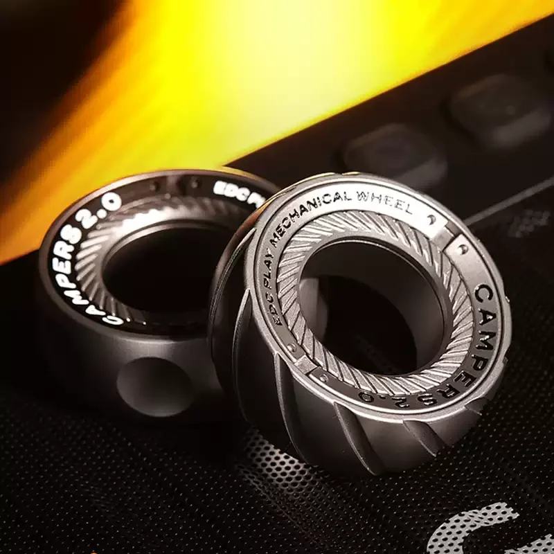CAMPRS 2.0 Metal EDC Fidget Ring Mechanical Play Wheel Finger Spinner Toy Stress Relief With Bearing & Magnets for EDC Fans Gift