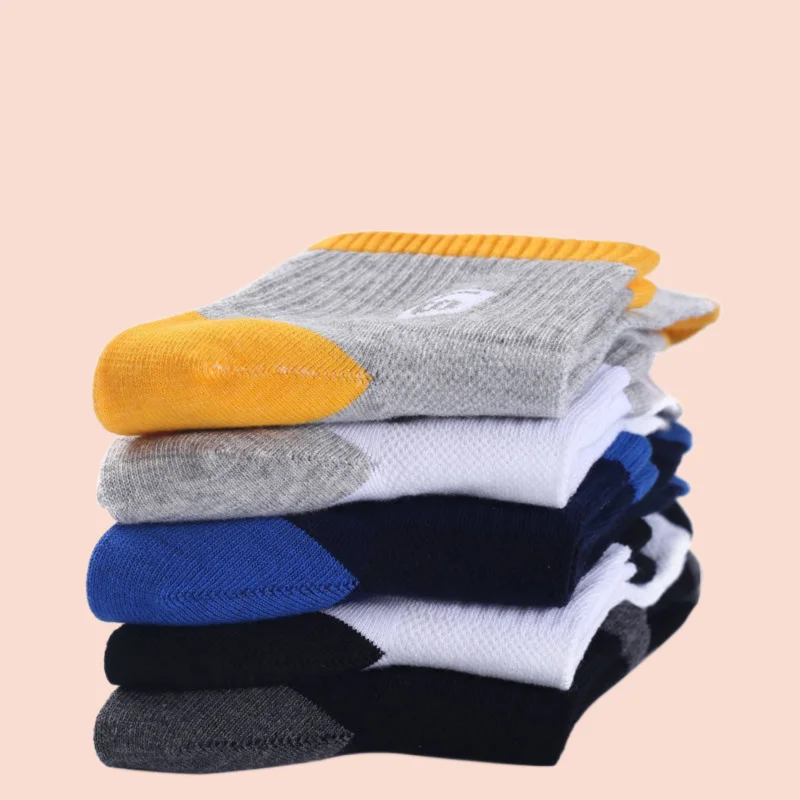 6/12 Pairs Men's Mid-tube Deodorant Summer Thin Sweat-absorbent Mesh Four Seasons Letter Sports Breathable Casual Socks