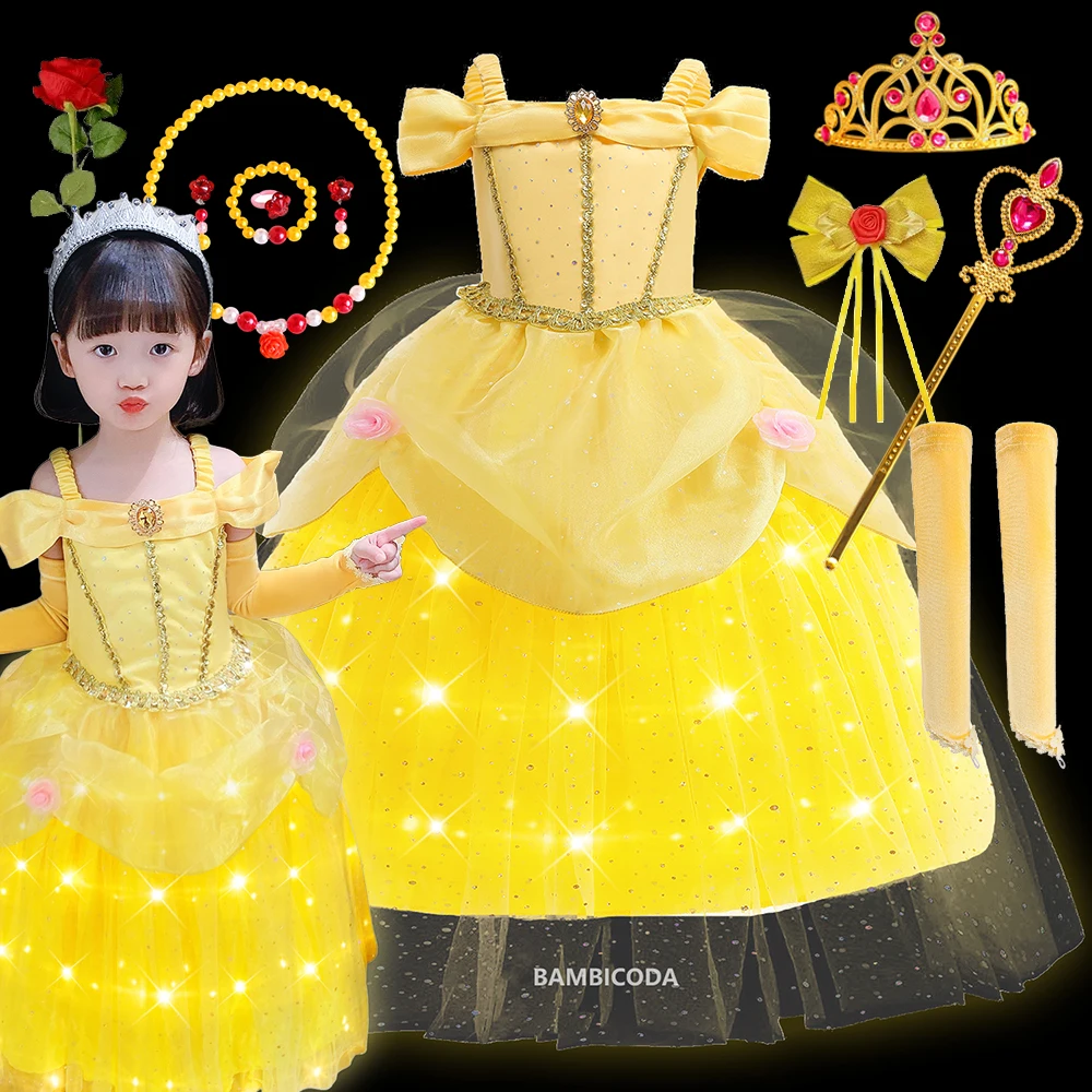 

Girl Belle Princess Dress Kids Beauty and The Beast Costume Children Christmas Birthday Cosplay Elegant Party Dress 2-10 Years