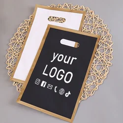 50pcs Customized Logo Colorful Shopping Bags with Handles Plastic Gift Bags for Business Clients Printed Logo Plastic Bags