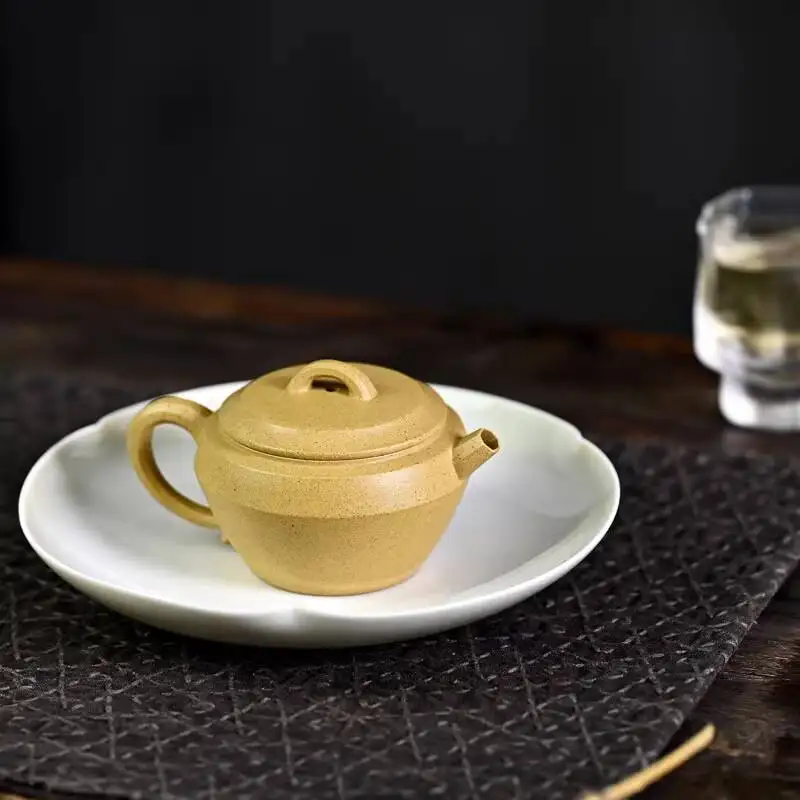 [Changtao]Yixing Famous Artist Tao Jian's Fully Handmade Purple Teapot, Yellow Section Small Clay Pot, 110Cc