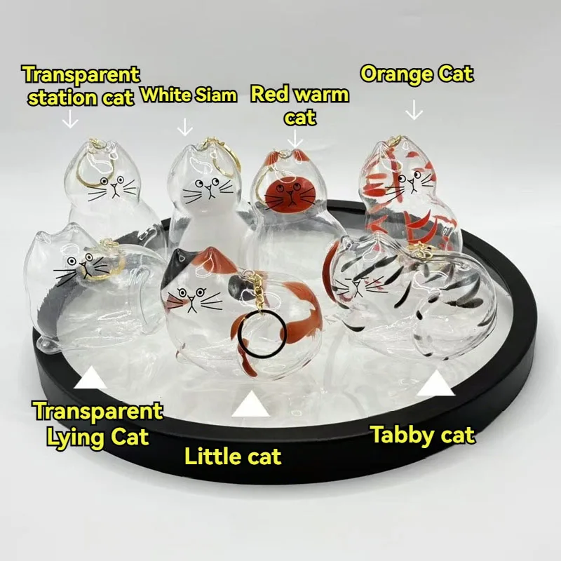 11.5*7.5cm Transparent Cat Fur Storage Pendant Handmade Cat Shaped Container Cat Fur Souvenirs Key Chain Diy Accessories Gift