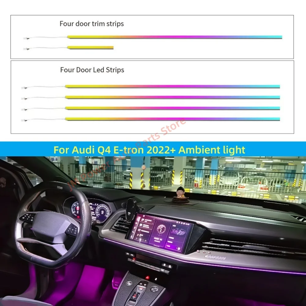 

Наружный светильник RHD LHD для Audi Q4 E-Tron 2020+ E Tron Атмосферная лампа Внутреннее освещение автомобиля Обновление автомобильных аксессуаров Лампа для ног