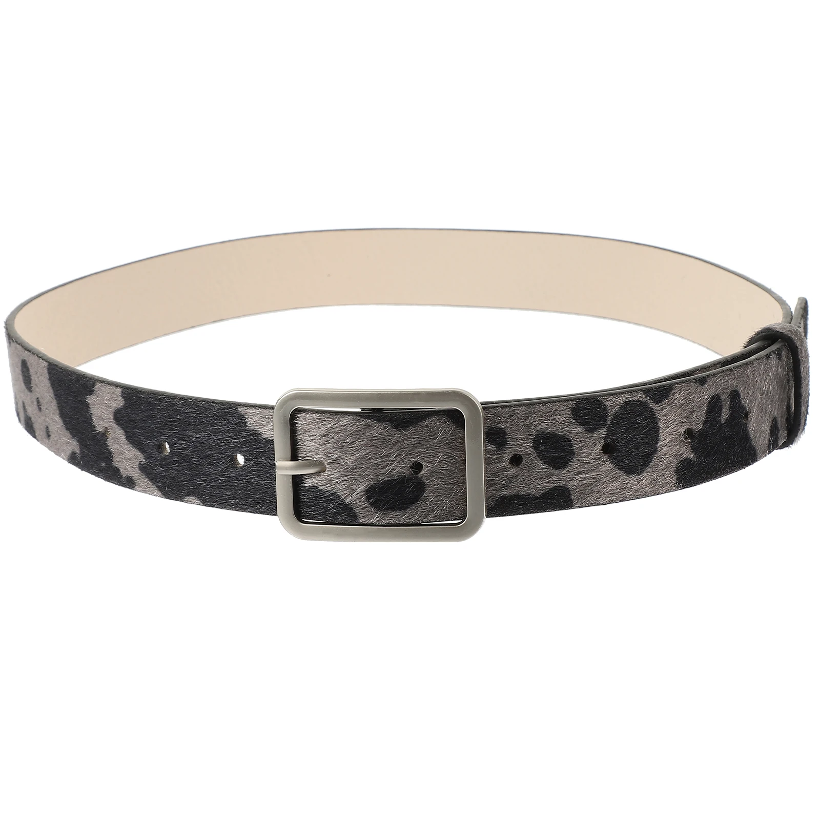 

PU Women Belts Adjustable Cow Print Animal Simulated Horsehair Belt for Jeans Pants Western Accessories One Size Fits