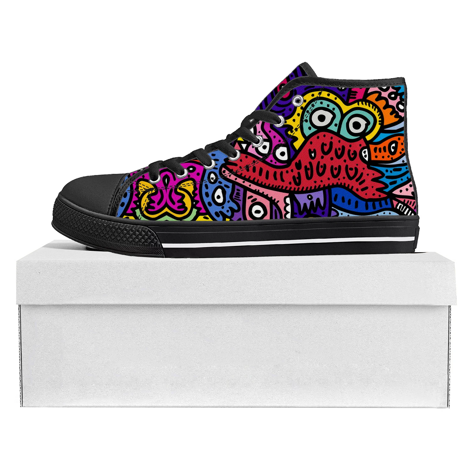 Graffiti Monsters Street Art High Top High Quality Sneakers Mens Womens Teenager Canvas Sneaker Custom Made Shoe Couple Shoes