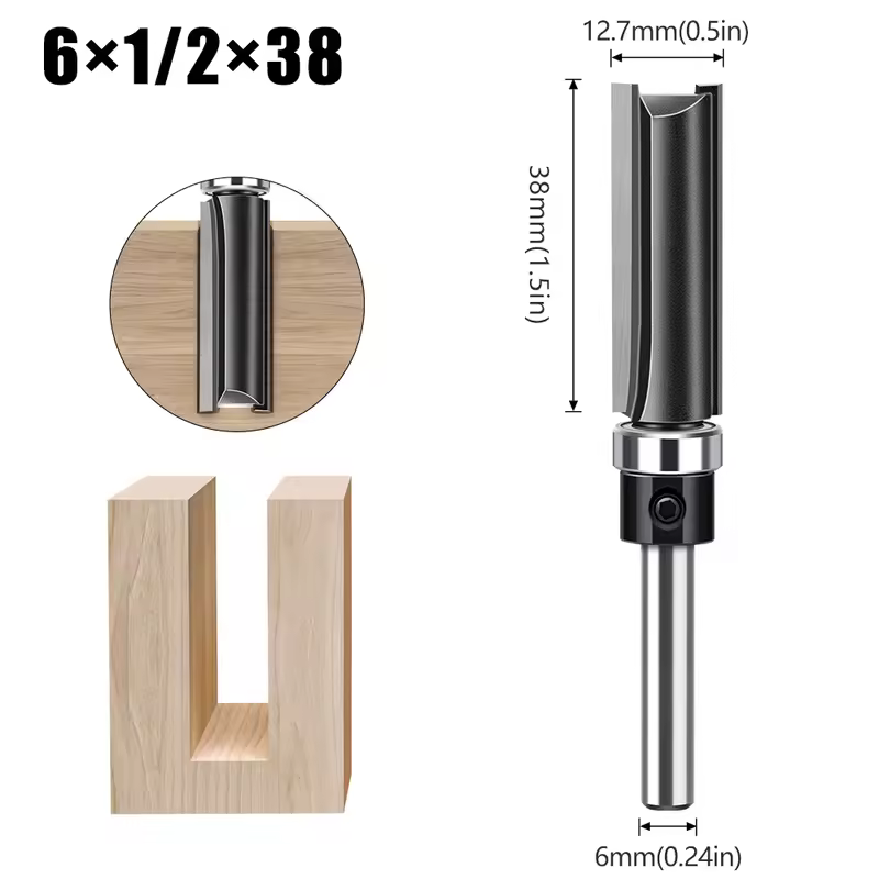 1pc 6mm 1/4"Shank Bearing Straight Router Bit Copy Trimming Cutter Line Cutter Trimming Machine Milling Cutter Woodworking Tools - Image 9