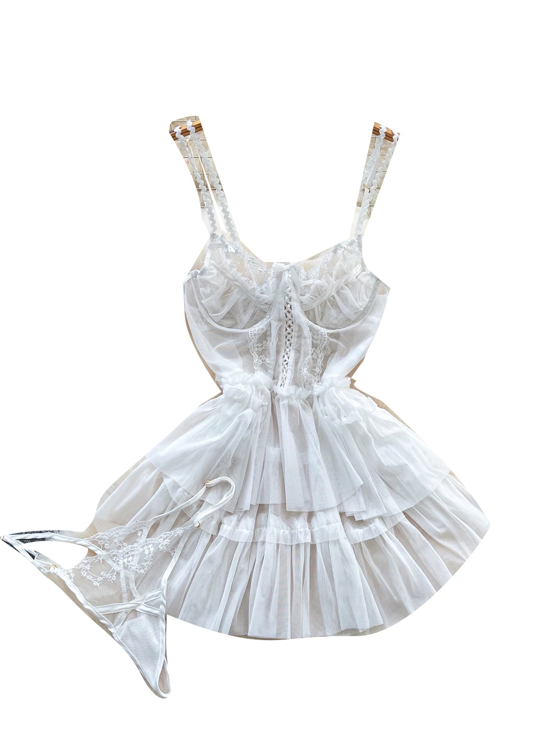 Pure Desire Sle-Top corto con empalme de encaje para mujer, falda fina de fibra de poliéster, cintura alta, corte en A, para ir al trabajo de verano