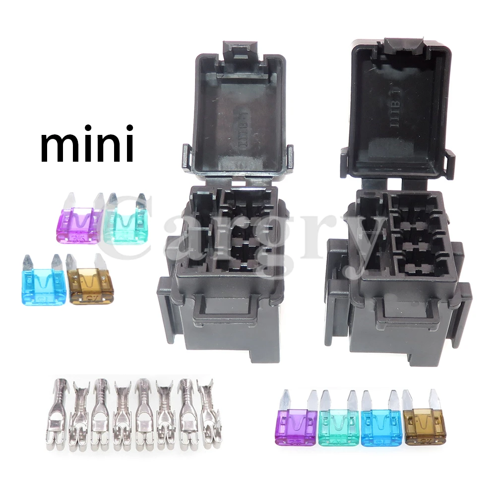 1 Set 4 Ways Mini Blade Type Fuse Holder BX2047C-1 BX2047C-2 AC Assembly Micro In-line InLine Fuse Holders Without Fuses