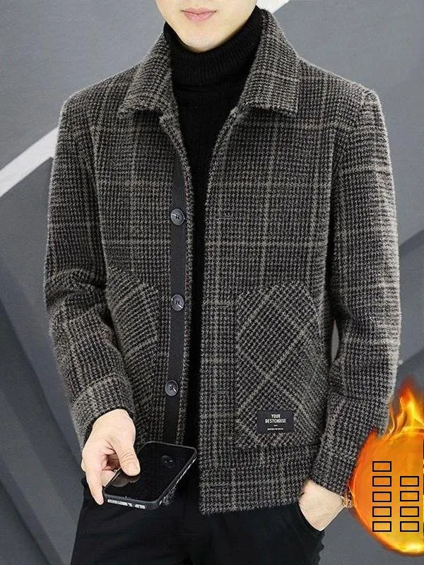 

Autumn Winter Men's Jaet Trendy Woolen ort Casual Coat Gold Tweed Men's Faion High End Leisure ort Woolen Coat