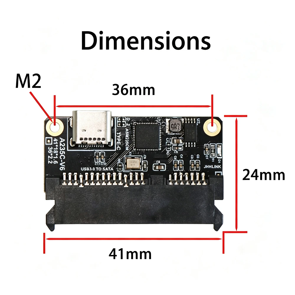 Type‑C USB‑C To SATA 3.0 Adapter Card ASM235CM Chip 5Gbps for 2.5 Inch SATA HDD SSD Hard Drive Converter Board Support UASP