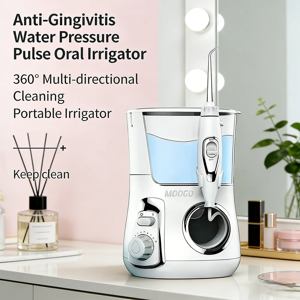 

Electric Desktop Oral Care Irrigator 10 Modes 800ML Water Flosser Deep Cleaning Device 5 Replacement Tips