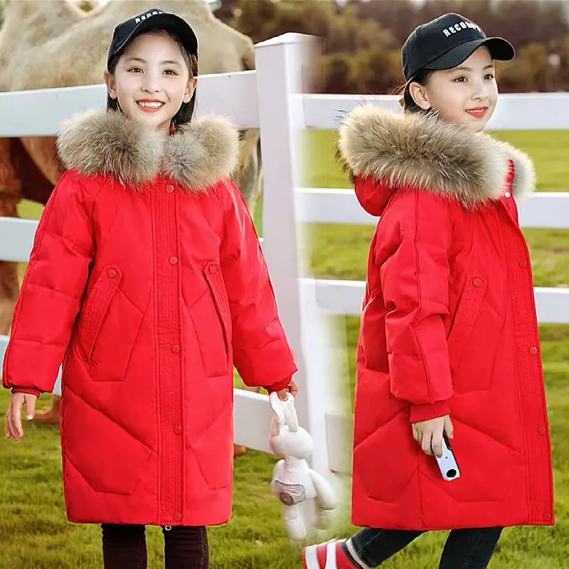 Winter Children's Down Coat Girls Fashion Thickened Baby Outerwear Parkas Kids Jackets for Girl Clothes 7 8 9 10 11 12 13 Years