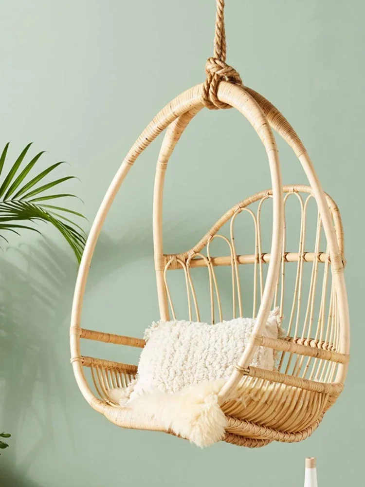 

Hanging Basket Glider Real Rattan Agate Rattan Hanging B & B Indoor Adult Swing Rocking Chair Small Coffee Table