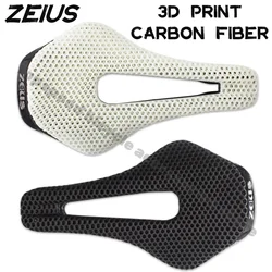 ZEIUS 3D Printed MTB Mountain Bicycle Saddle Carbon Fiber Ultralight Road Bike Hollow Cushion Comfort Breathable Cycle Seat Part