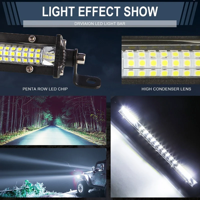 12 Cal listwa świetlna LED doprowadziło do reflektory dachowe roboczych 12V 24V Flood Spot Beam światła drogowe ciężarówka SUV terenowych