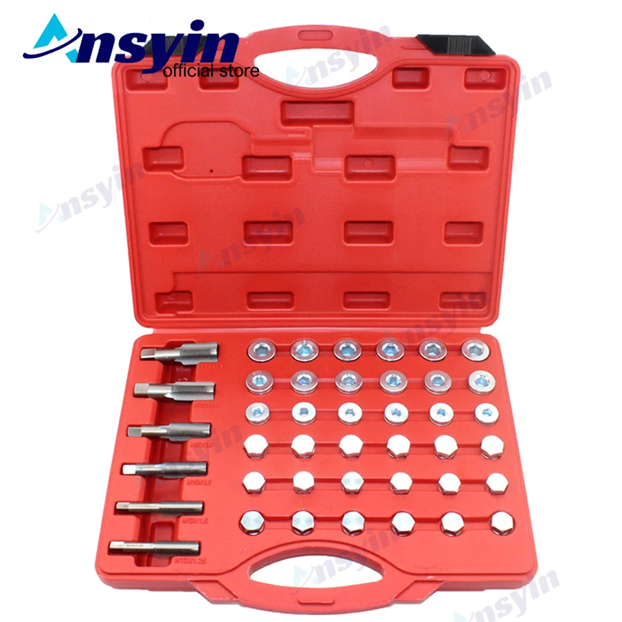 

FOR Prokomon 114Pcs Oil Pan Thread Repair Tool Kit Set Repairing Toolkit Sump Gearbox Drain Plug Tools