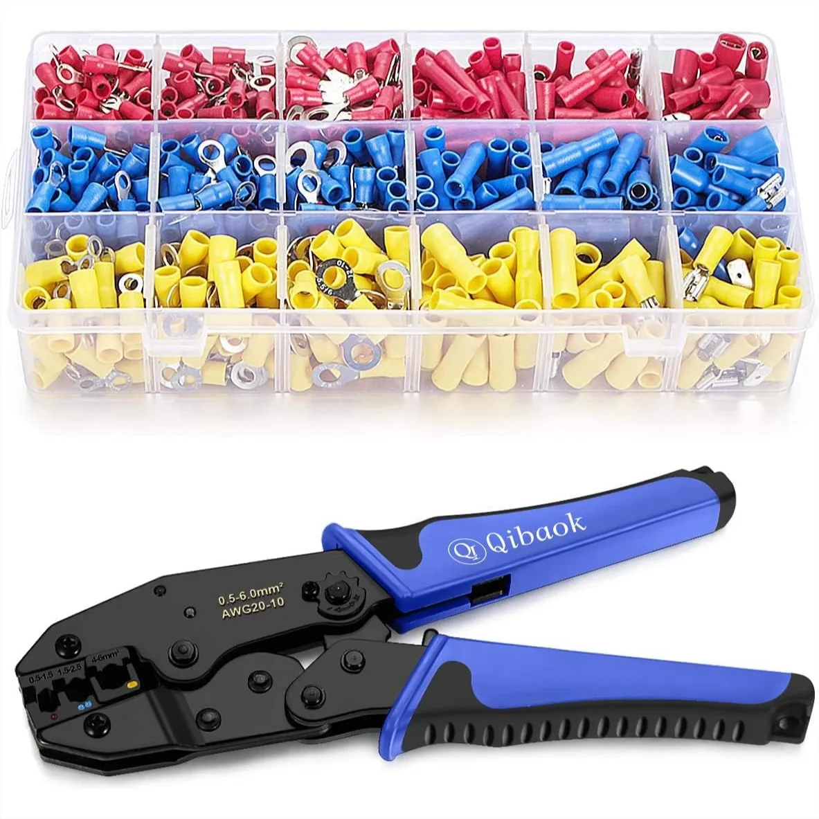 

Wire Crimping Tool Kit with 800PCS Wire Connectors, Ratcheting Crimper Adjustable Compression for AWG 20-10