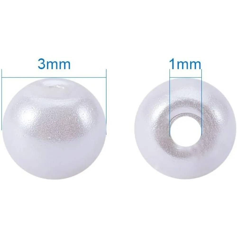 3mm About 2000 Pcs Tiny Satin Luster Dyed Glass Pearl Round Loose Beads Assorted Lot for Jewelry Making Beige