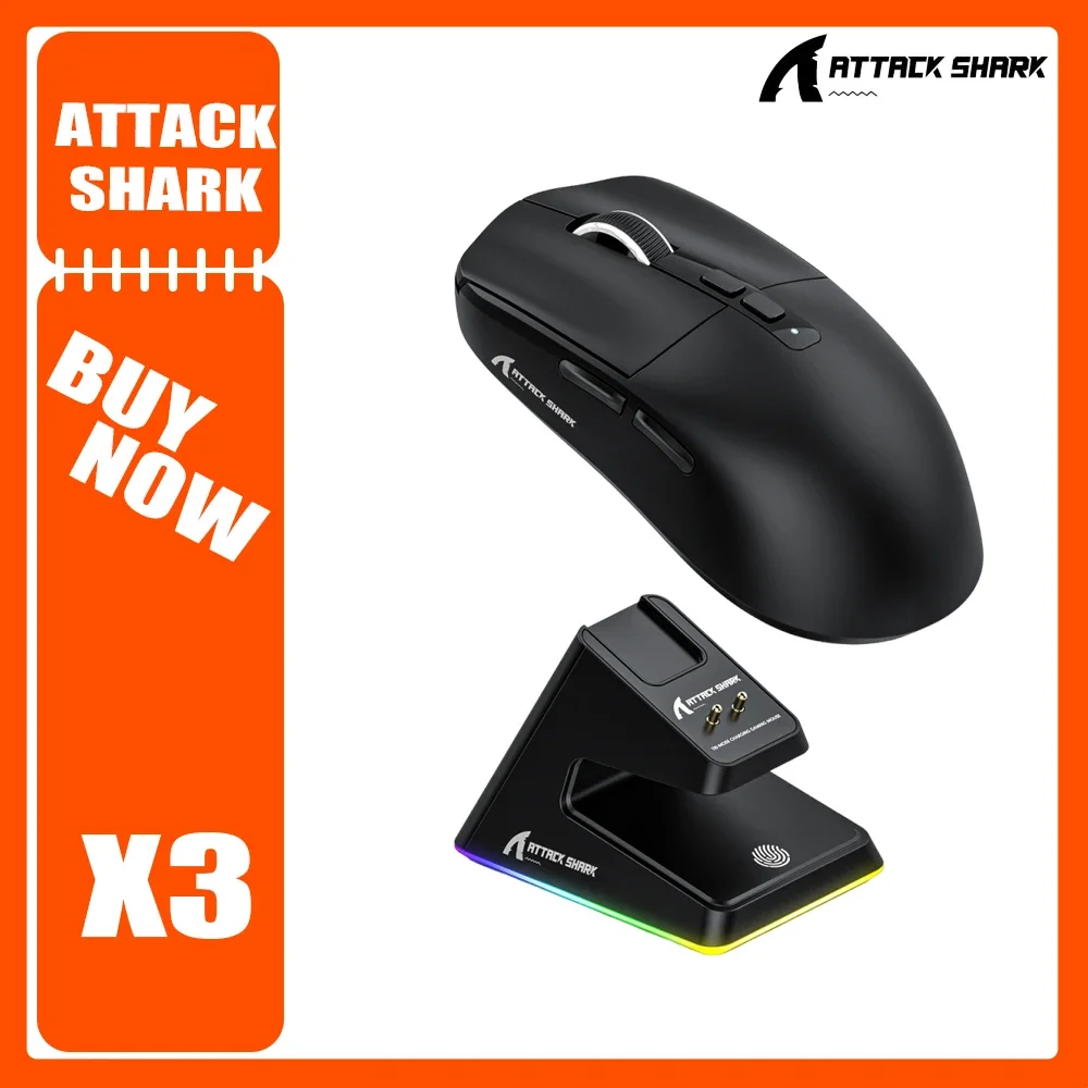 Attack Shark X6 X3 Wireless Mouse RGB Three Mode Lightweight Gaming Mouse With Charging Dock E-Sports Gamer Accessories