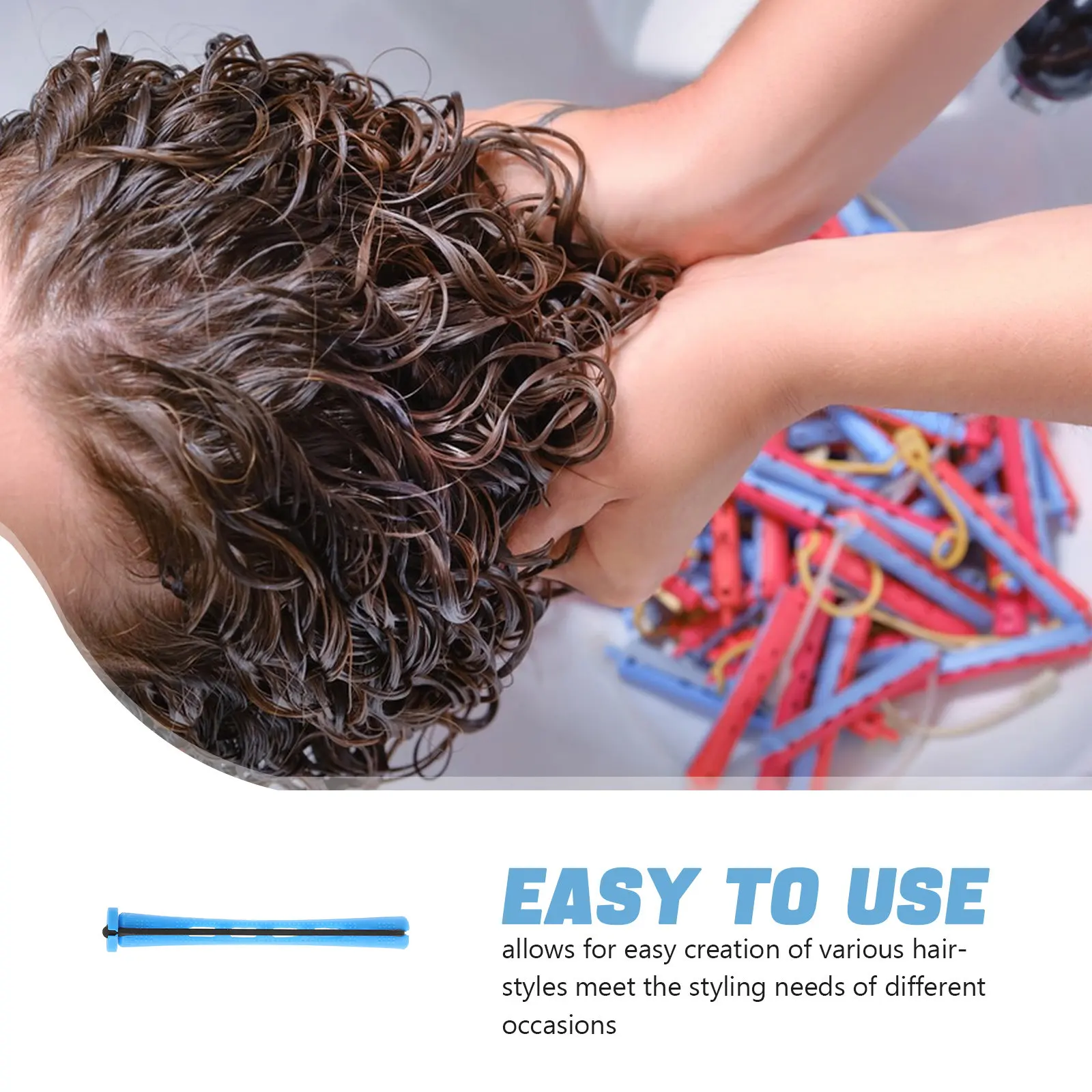 60Pcs Plastic Cold Wave Rods Perm Rods Hair Curling Rollers Long Hair Styling Tools Salon Home Use Heatless Perm Rod Set