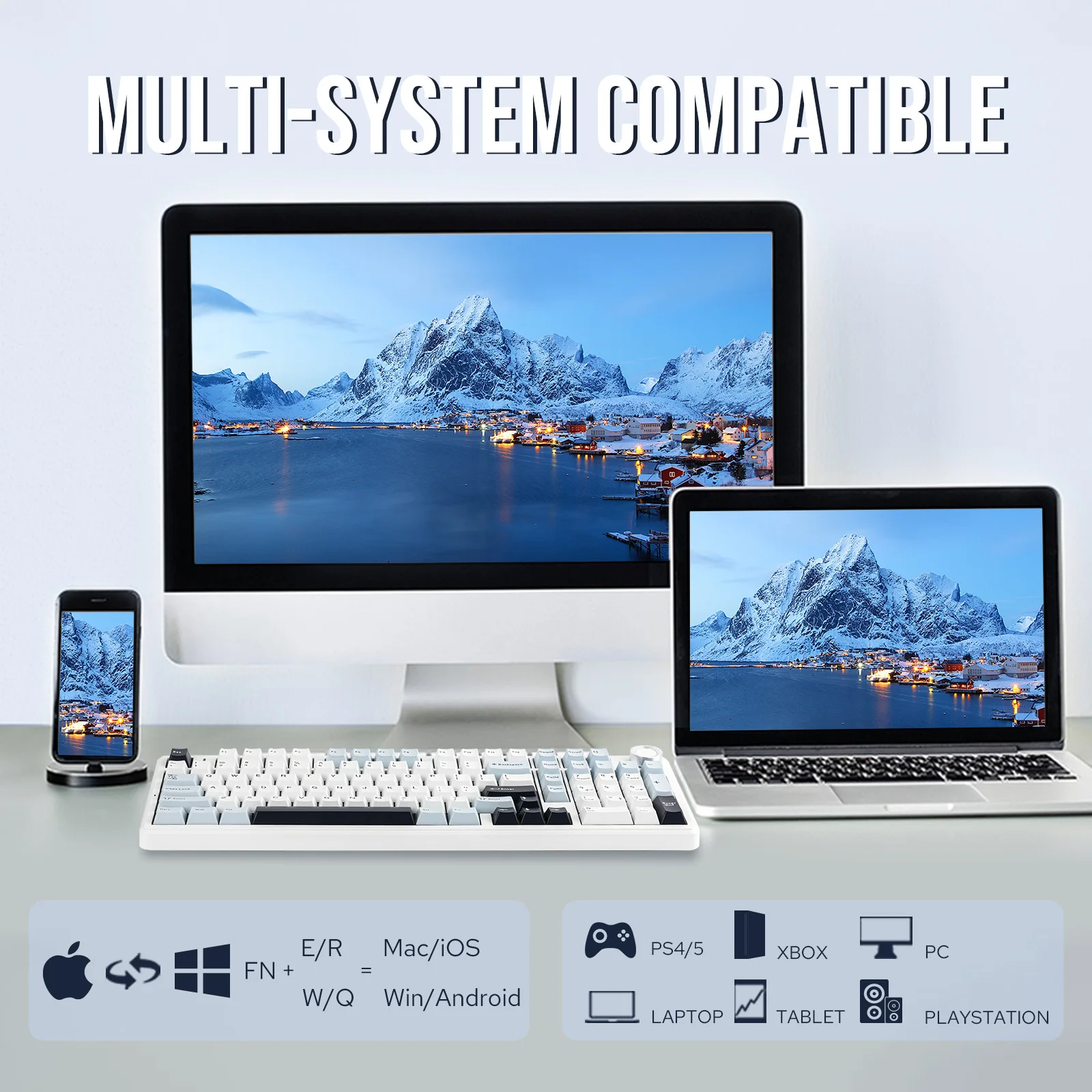 커스텀 AULA F99 PRO 96 레이아웃 핫스왑 가능 가스켓 마운트 유선 블루투스 2.4G 무선 기계식 키보드 (맥, 윈도우 호환) 선물용