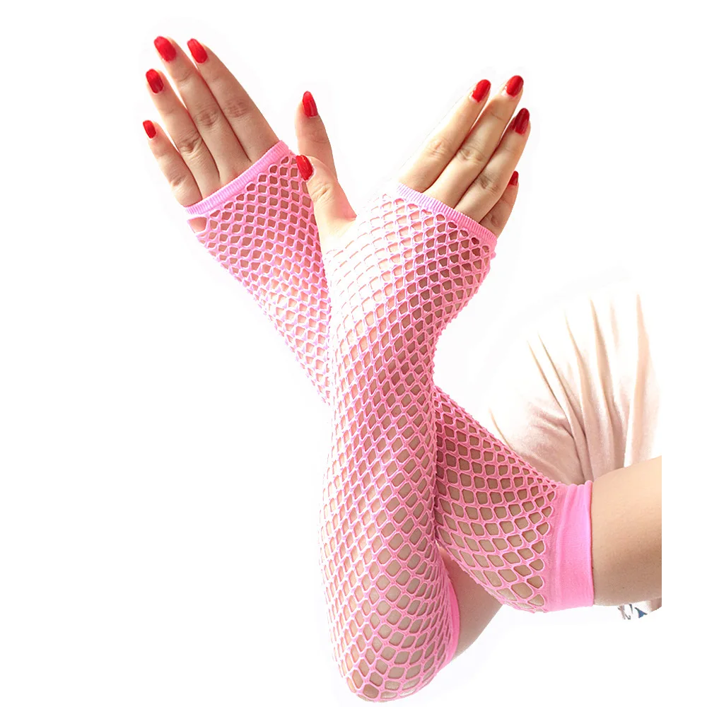 Neon Fishnet Fingerless Long Gloves Leg Arm Cuff Party Wear Fancy Dress For Womens Sexy Arm Warmer 1pairs/2pcs