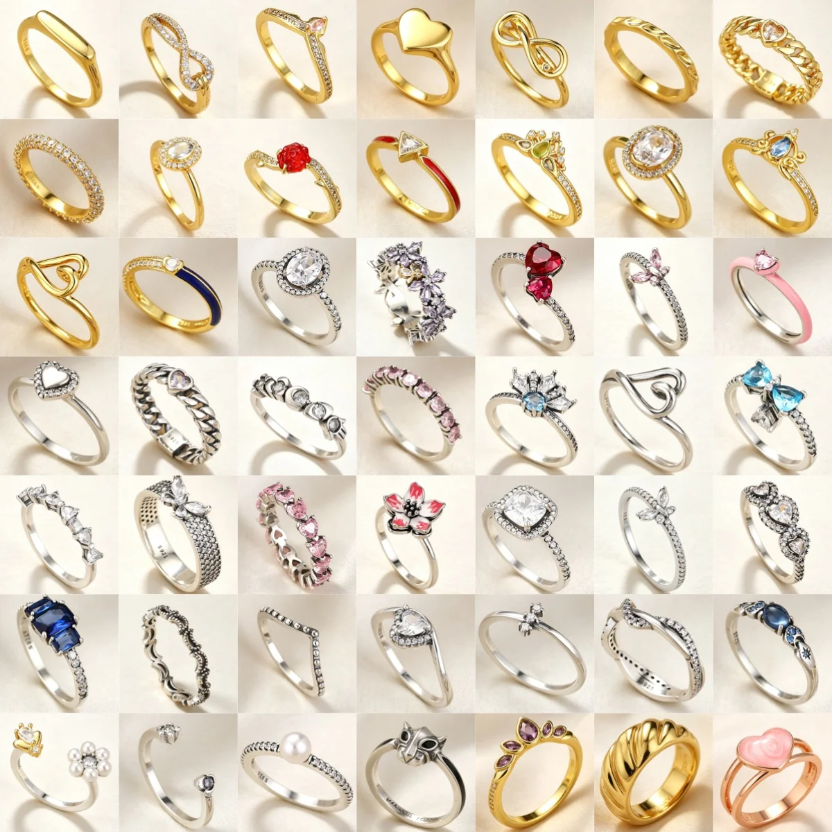 Hot selling 925 Silver Flower Butterfly Heart Shaped Diamond Zircon Charm Ring Valentine's Day Wedding Homemade Boutique Jewelry