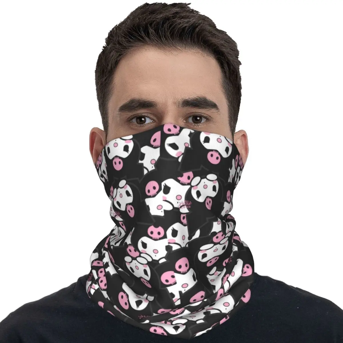 Kuromi Bandana masker sepeda, masker penutup wajah lembut grafis Balaclava pelindung matahari untuk Lari Dan sepeda Punk