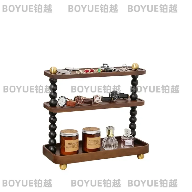 Solid Wood Desktop Cup Holder Multi Layer Storage Rack American Style Countertop Organizer for Coffee Mugs Light Luxury