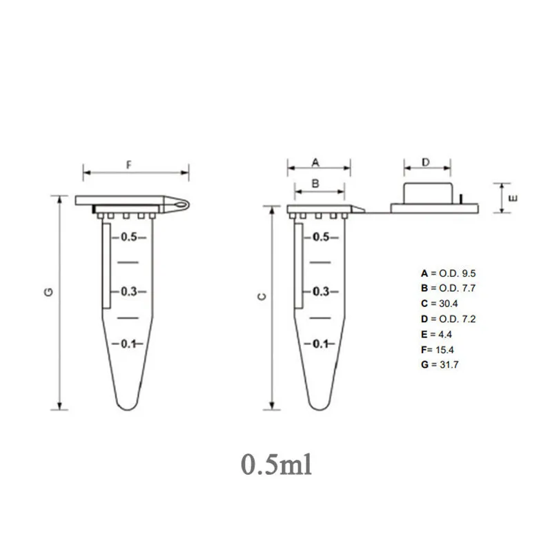 Ikeme-マイクロ遠沈管,透明,目盛り付き,0.2ml,0.5ml,1.5ml,2ml,キャップと底部スケール付き