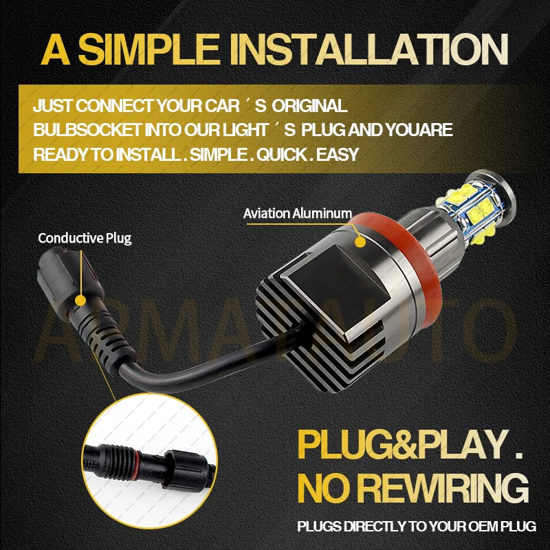 H8 LED عيون الملاك ماركر ضوء هالة حلقة لمبة لسيارات BMW E81 E82 E87 E88 E90 E92 M3 E93 E60E70 X5 E71 X6 X6M E89 Z4 اكسسوارات السيارات #5