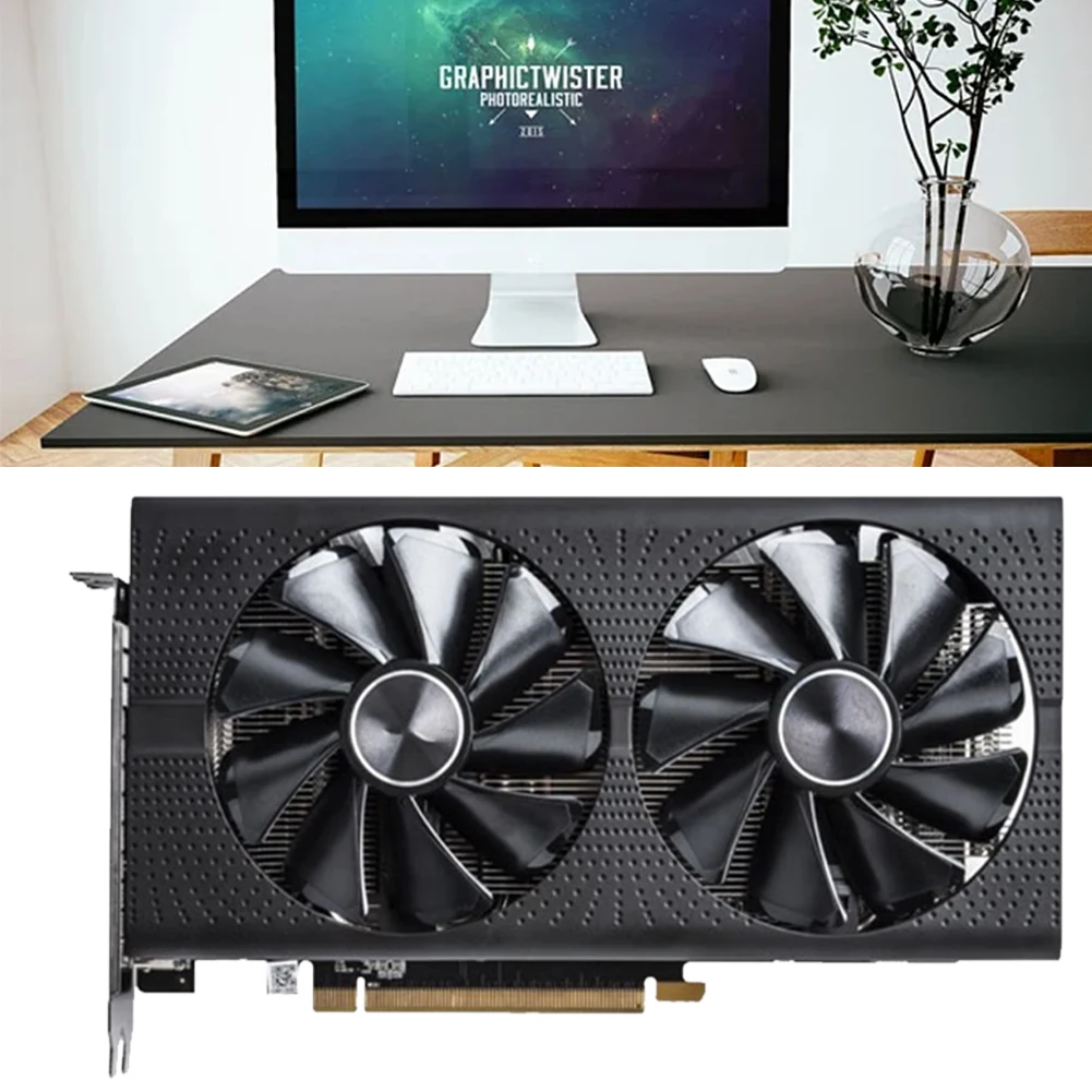 Placa gráfica de computador com ventilador duplo, Portas HD DVI e DP para PC, RX 580, 8GB, 256Bit, GDDR5, placa de vídeo, PCI-E 3.0, 0x16