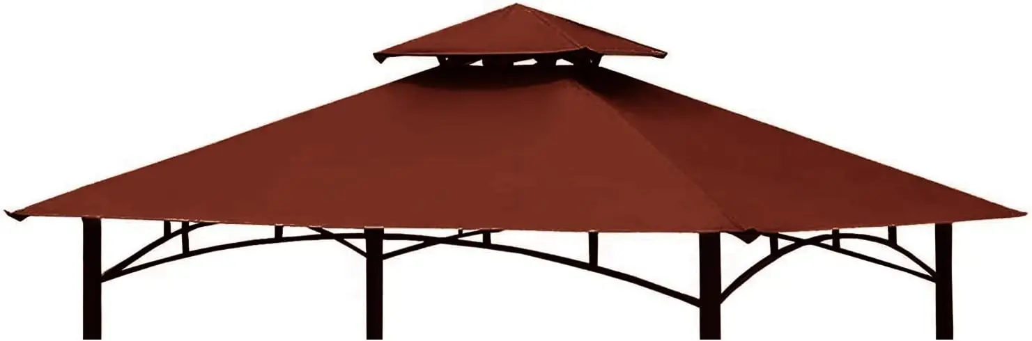 

5x8 Double-Tier Grill Gazebo Replacement Canopy Top Cover, Burgundy Color, Fits Model L-GG001PST-F