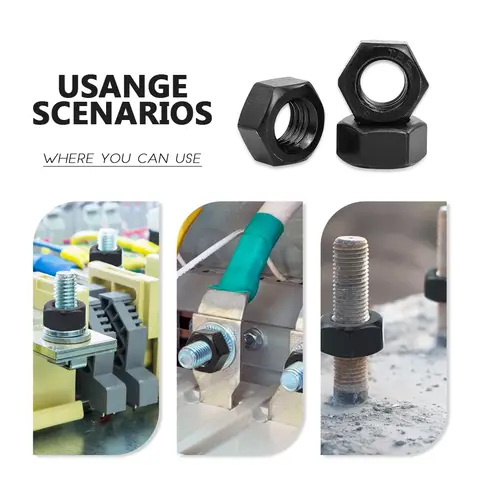 Svarta sexkantsmuttrar M2 M2.5 M3 M4 M5 M6 M8 M10 M12 M14 M16 M18 M20 M22 M24 M27 sexkantsmuttrar i kolstål, metriska 10 best sales m14 mutter - №5