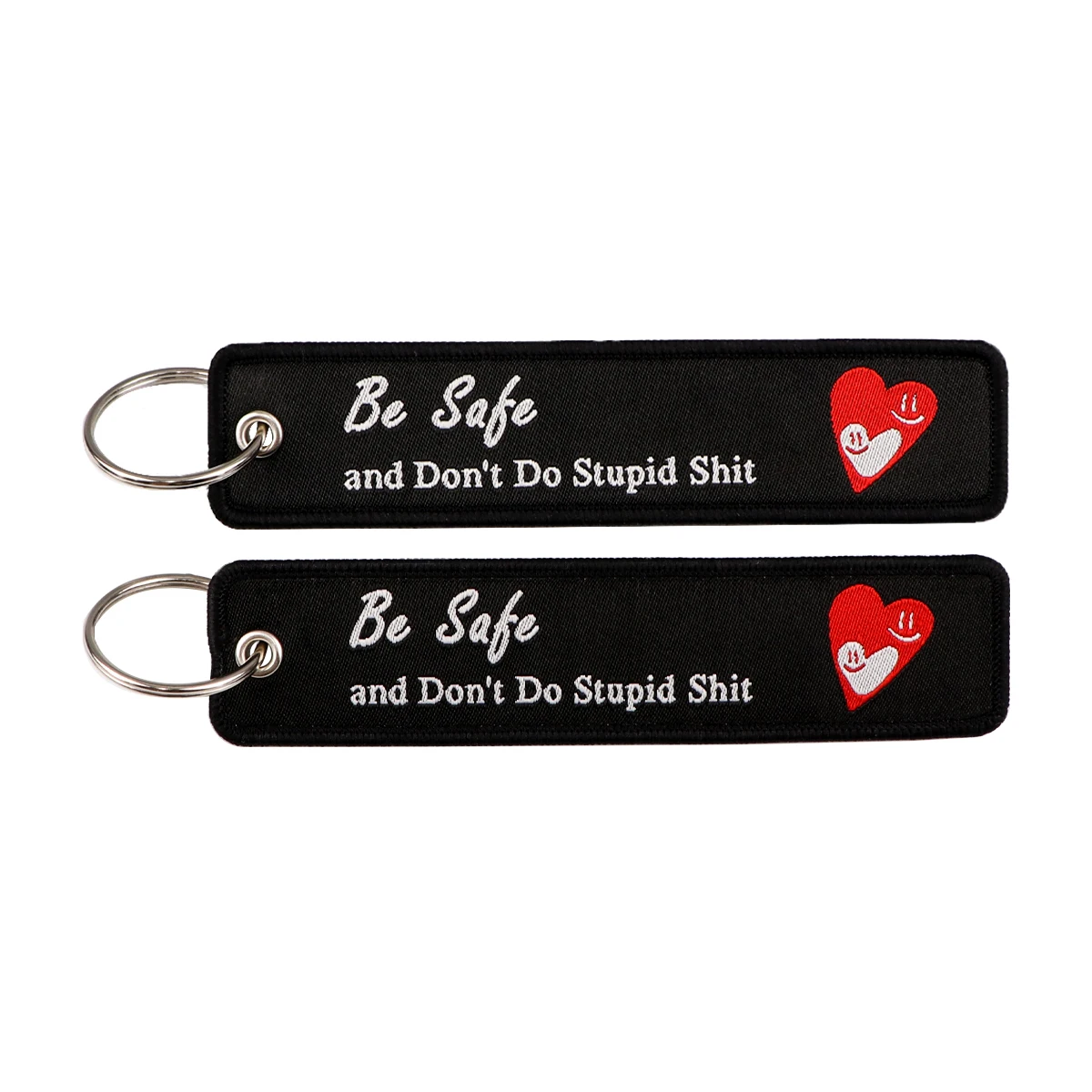 1PCS Be Safe Quotation Embroidered Keys Tag Keychains For Motorcycles Car Fashion Backpack Keyring Jewelry Accessories