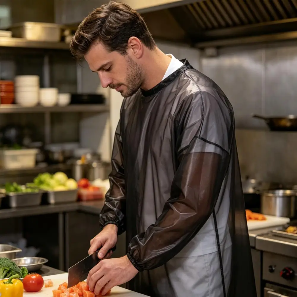 

Protective Clothing Waterproof Long Sleeve Apron Food-grade Tpu Protective Smock Oil Resistant Workwear for Cooking Seafood