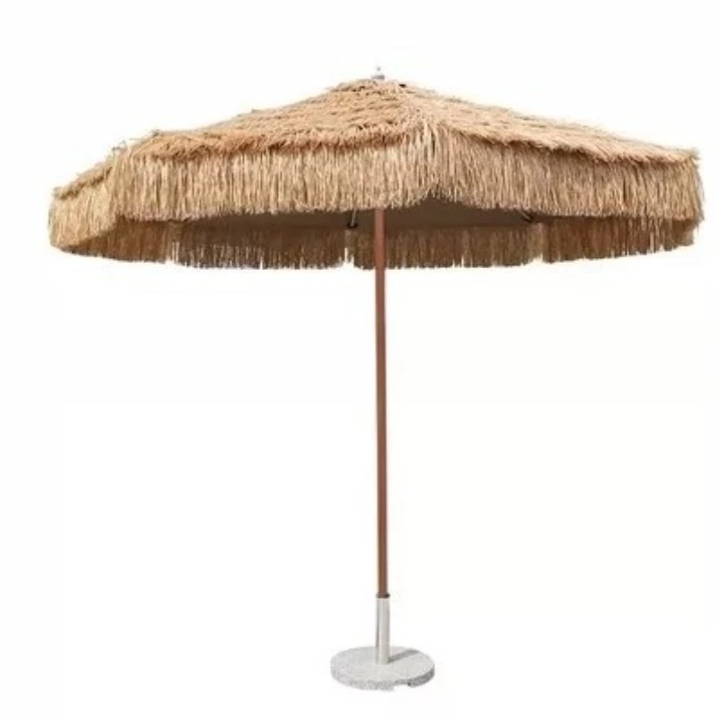 B & B wind-resistant waterproof courtyard straw umbrella, central column large umbrella parasol