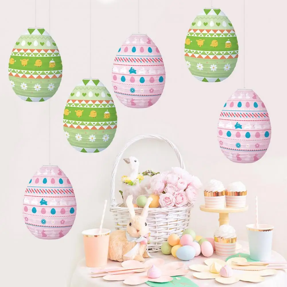 

Easter Lantern Colorful Easter Egg Cartoon Rabbit Paper Lanterns for Party Decoration Home Decor on Happy Easter Day Foldable