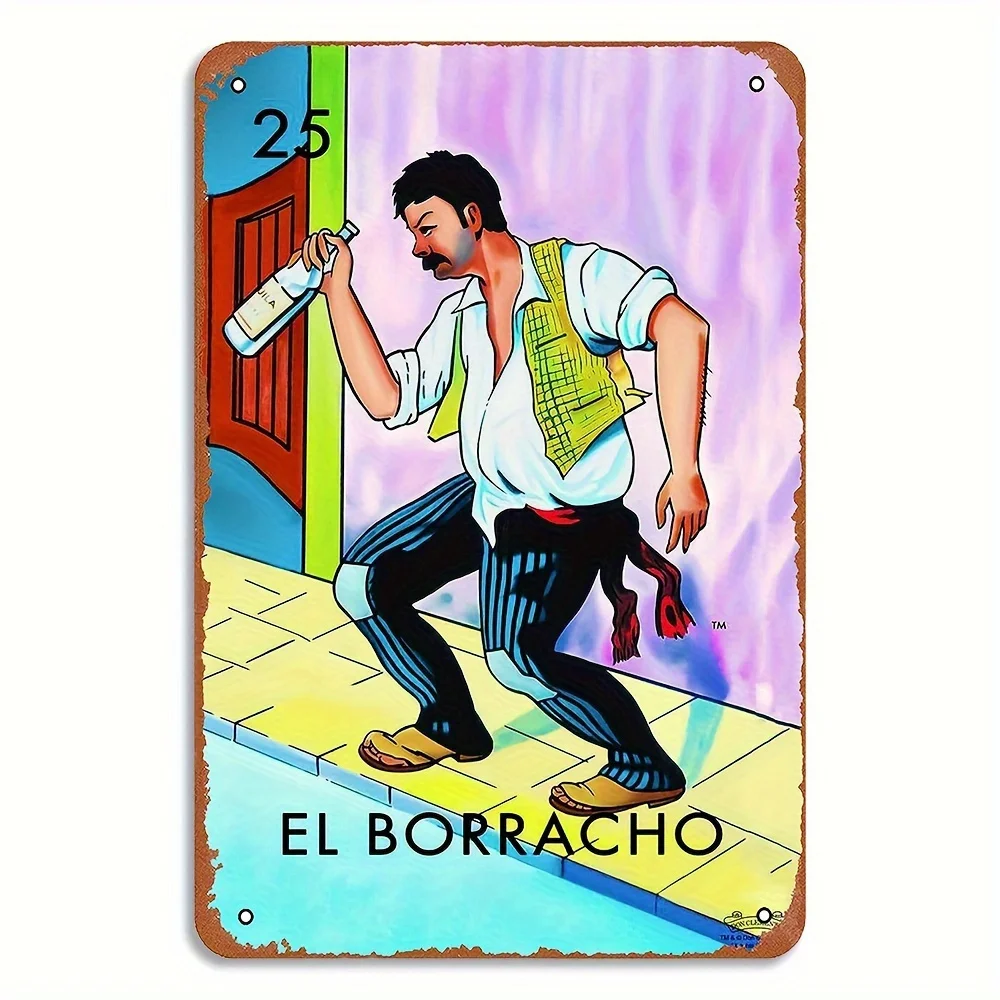 Alcoholic, Alcoholic Card, Mexican Bingo Ticket, Day of the Dead Decor, Beer, Wine, Tequila, Bar, Spanish Sign, Room Mat