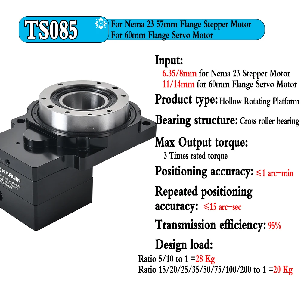 Hollow Rotating Platform Ratio 5-200:1 4 Axis/ 5 Axis/ R Axis High Precision, Replace Cam Indexer/ DD Motor for Cutting Tables C
