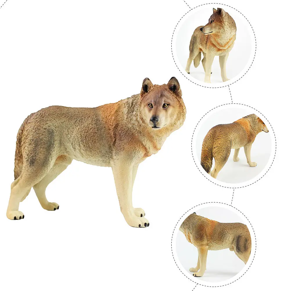 Realistic Standing Wolf Decoration for Home, Desktop, Patio, Terrarium, Sand Table & Garden