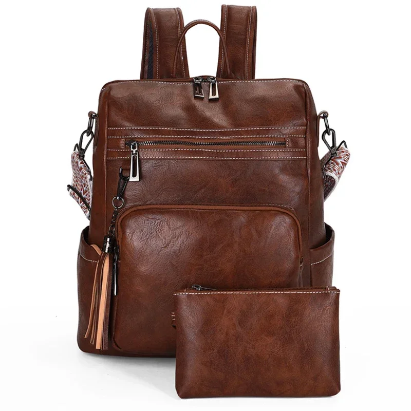 

Soft Leather Shoulder Bags Women Leisure Purses Fashion Backpack for Travel Shopping School Large Capacity Summer Spring