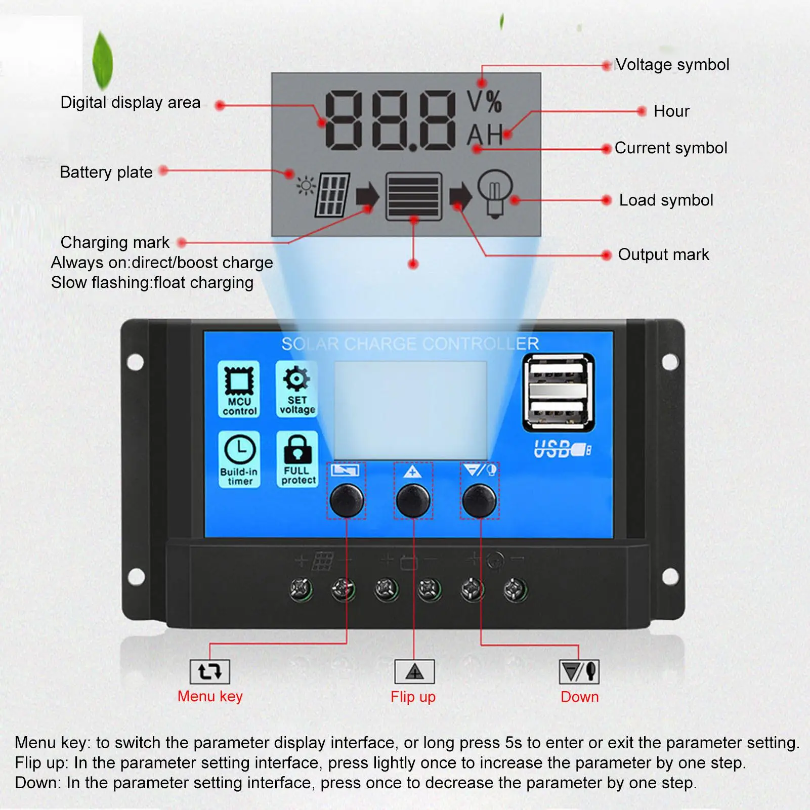 Solar Charge Controller with Overcharge Protection for Solar Panels - for phone Regulator