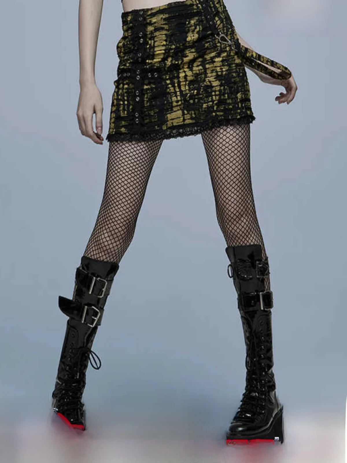 

Gothic Punk High Waist Short Skirt Women's Patchwork Color Slimming Original Street Style Summer New Arrival Polyester Cotton