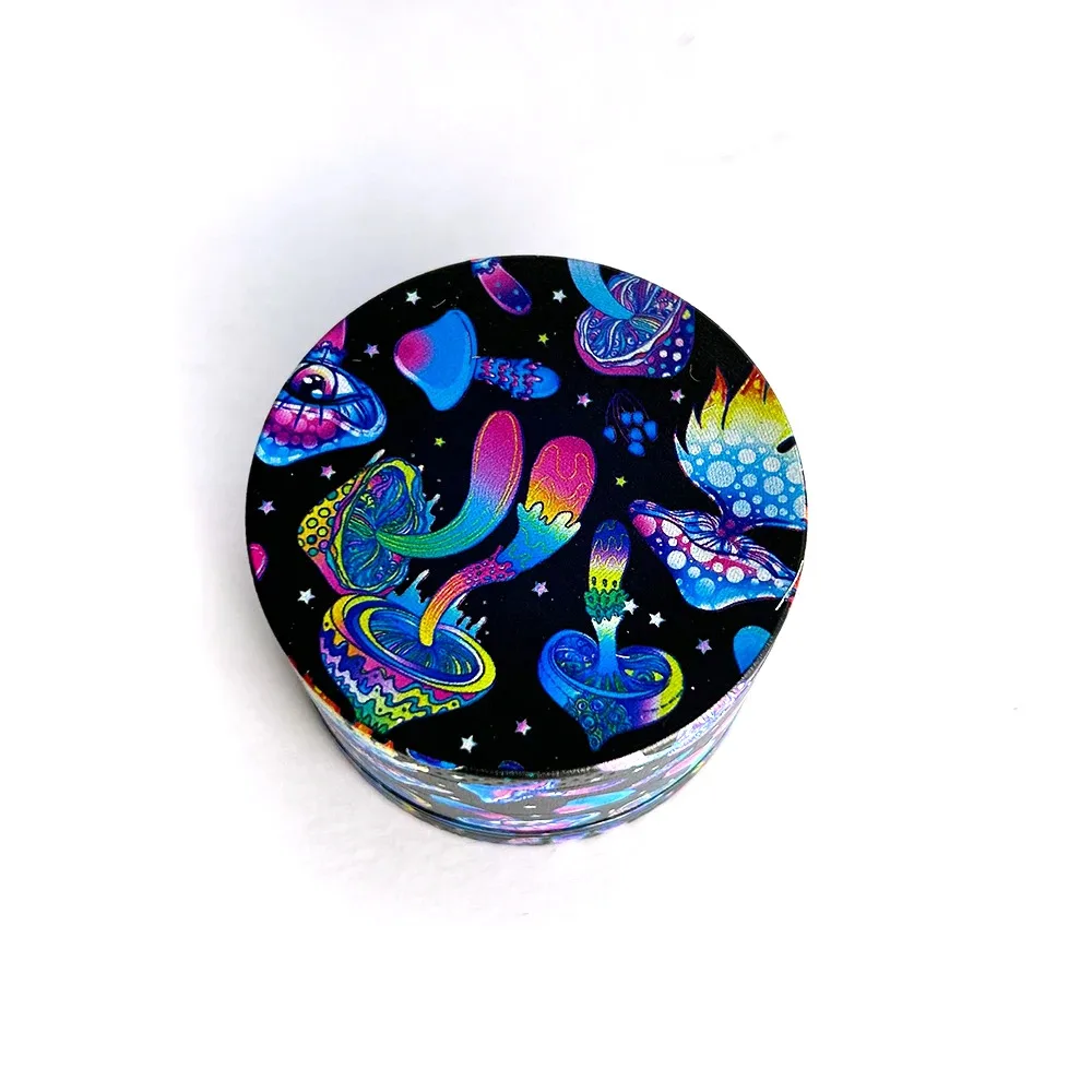 50MM Metal Herb Grinder Mushroom Pattern 4 layer Cigarette Spice Crusher Mill Cartoon Tobacco Grinder Smoking Accessories